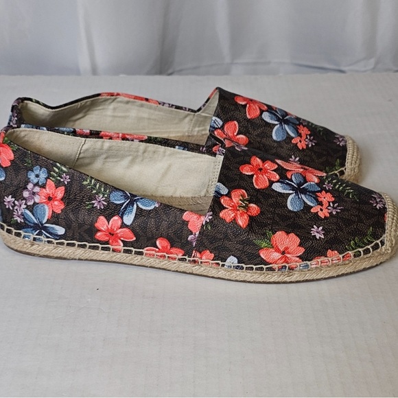 Michael Kors Kendrick Slip On Brown Floral Espadrilles - Picture 3 of 4